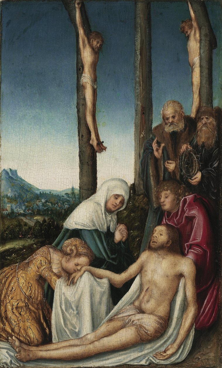 De klaagzang over de twee gekruisigde dieven door Lucas Cranach the Elder