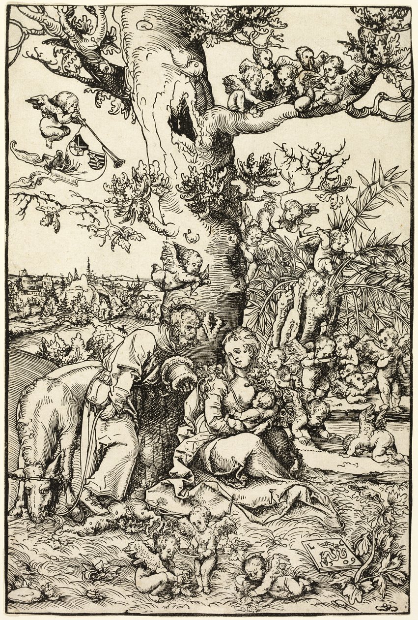 De rest op de vlucht naar Egypte door Lucas Cranach the Elder