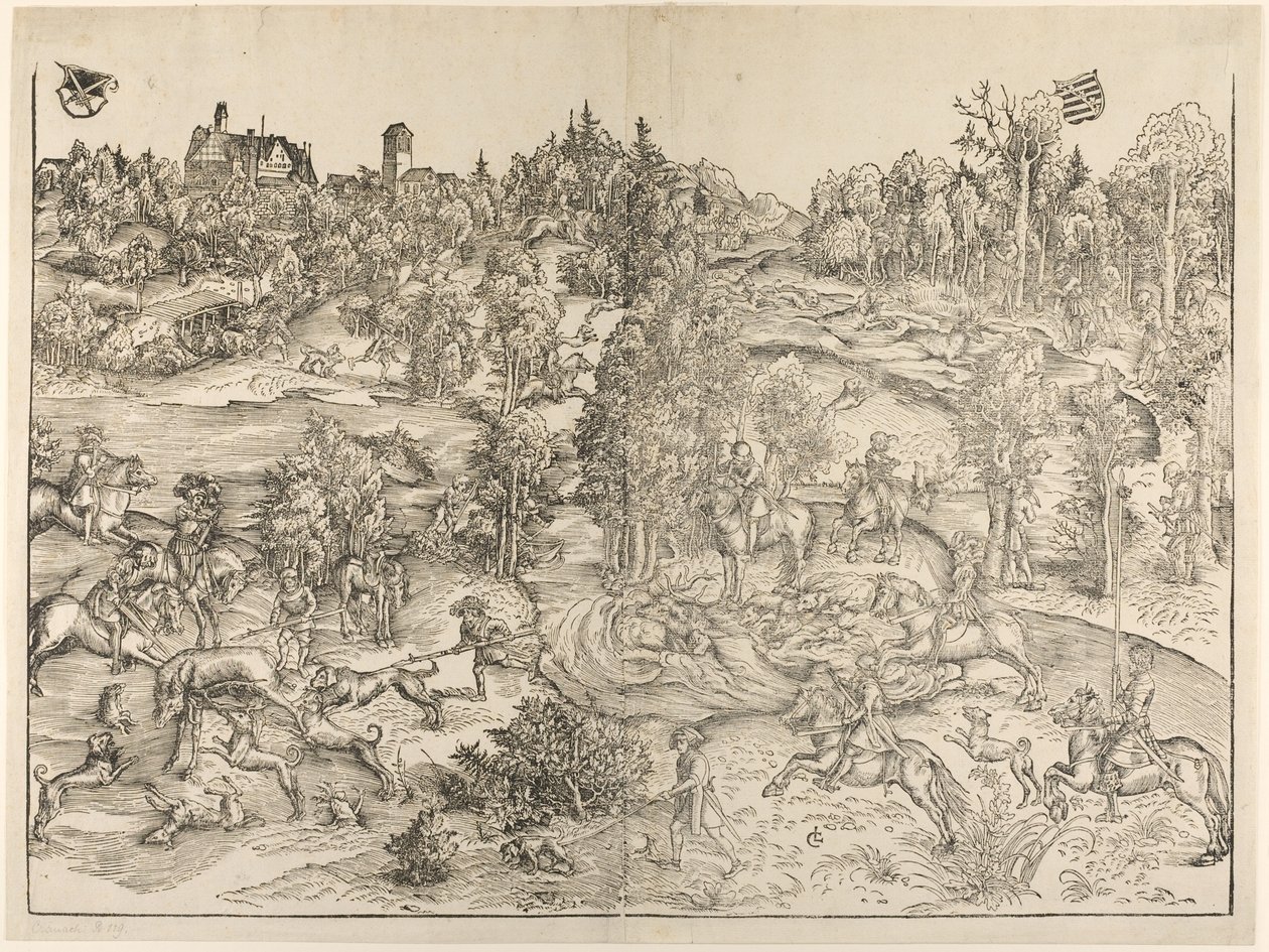 De jacht op de hert door Lucas Cranach the Elder