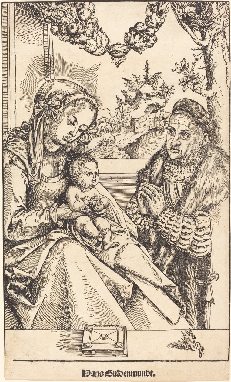 De Maagd en het Kind aanbeden door Frederik de Wijze van Saksen door Lucas Cranach the Elder