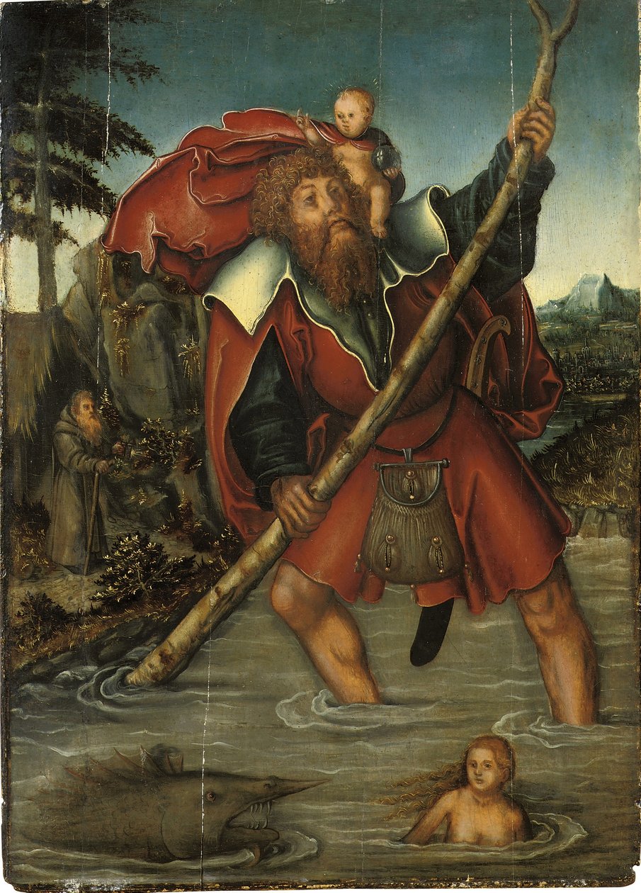 German: Der Heilige Christophorus St Christopher door Lucas Cranach the Elder and workshop