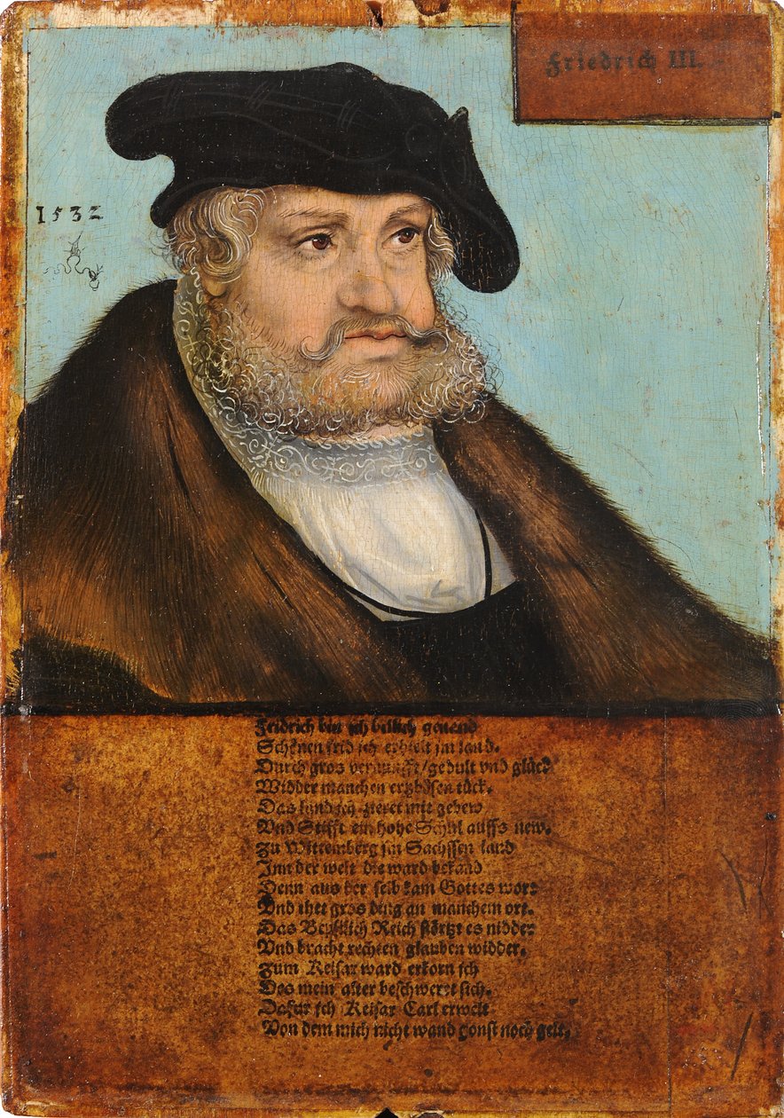 Duits: Friedrich III. der Weise, Kurfürst von Sachsen Friedrich III. de Wijze, Keurvorst van Saksen door Lucas Cranach the Elder and workshop