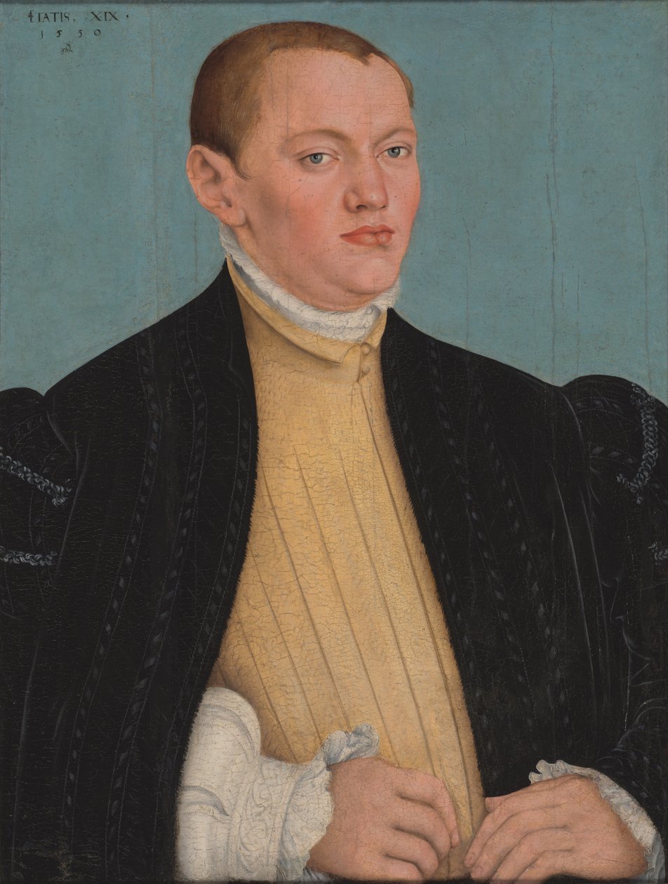 Duits: Bildnis eines jungen Mannes Portret van een jonge man door Lucas Cranach the Younger