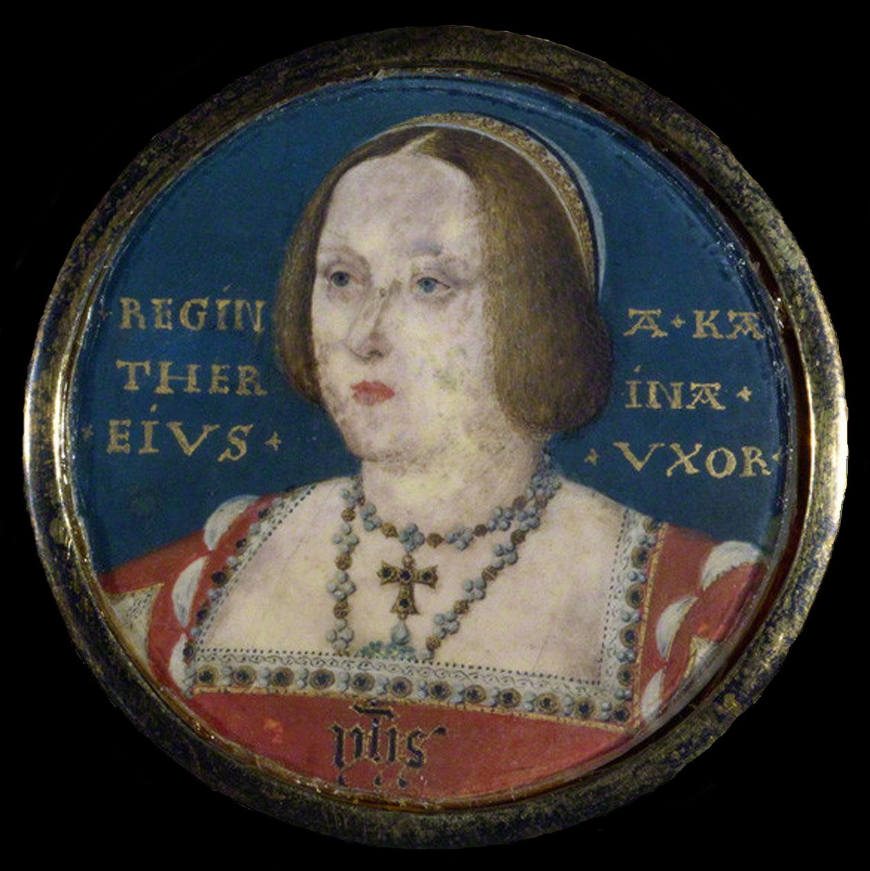 Portret van koningin Catharina van Aragon 1485-1536, ca. 1525 door Lucas Horenbout or Hornebault
