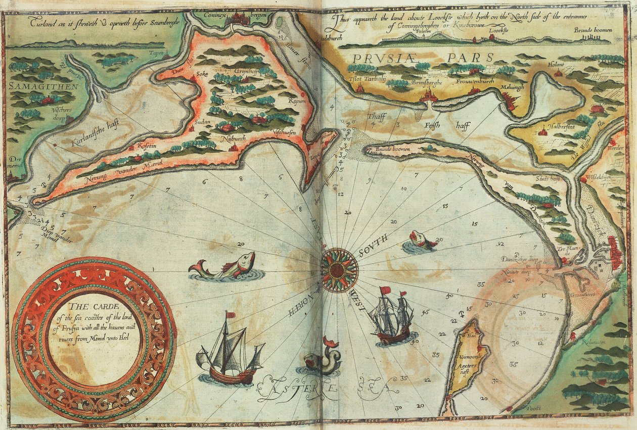 Kust van Pruisen met alle havens en rivieren van Memel tot Heel door Lucas Janszoon Waghenaer