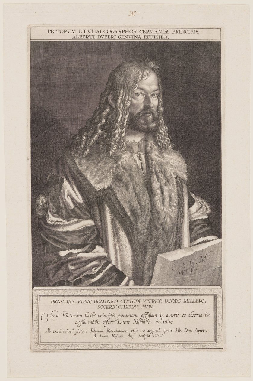 Portret van Albrecht Dürer door Lucas Kilian