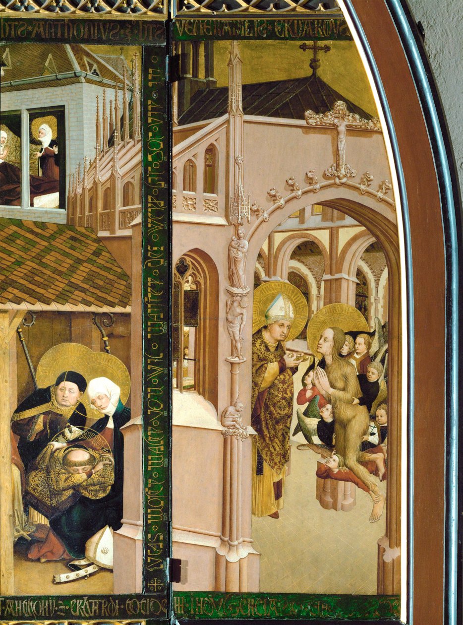 Communie van de heilige Magdalena (tempera op perkament) door Lucas Moser