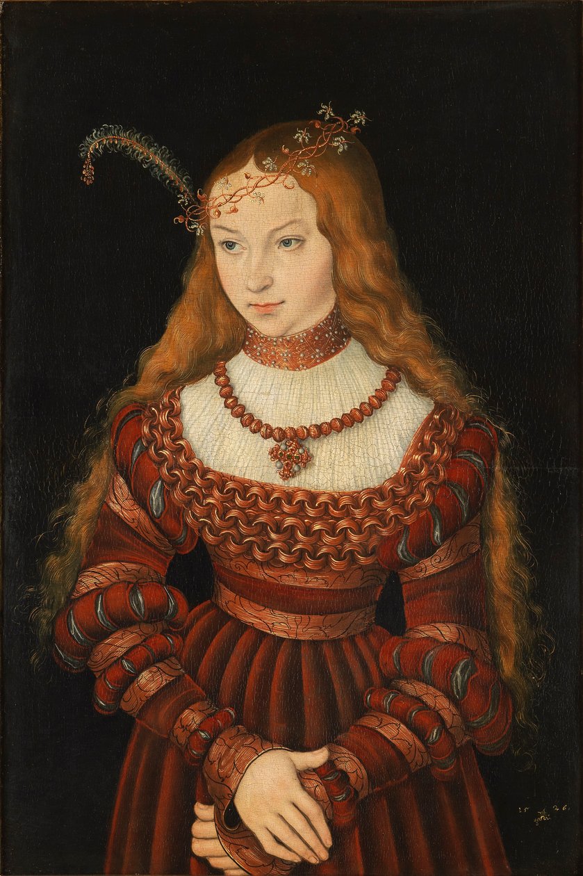 Verlovingsportret van Sybille van Kleef door Lucas the Elder Cranach