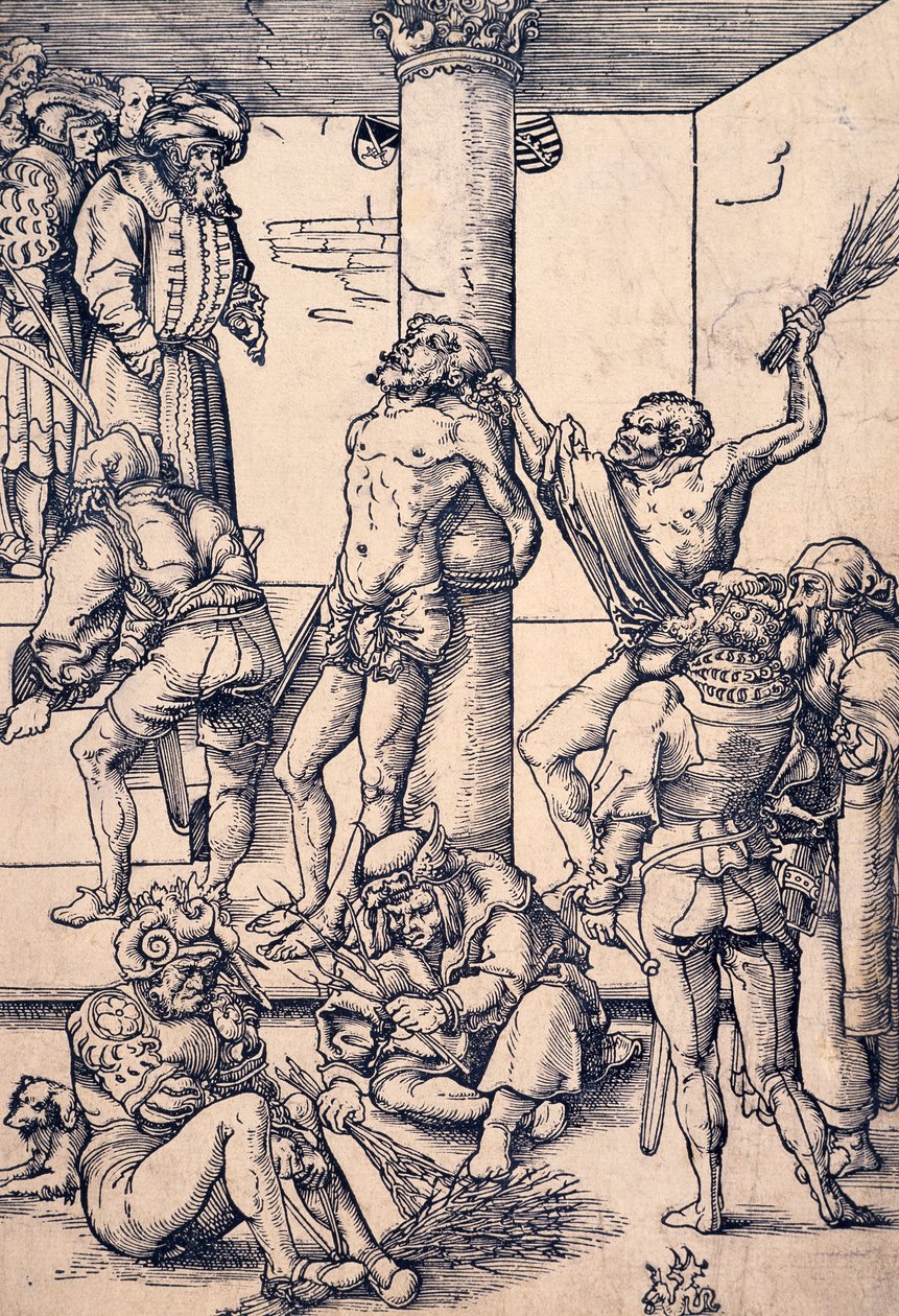Passie van Christus: de geseling, houtsnede door Lucas the Elder Cranach