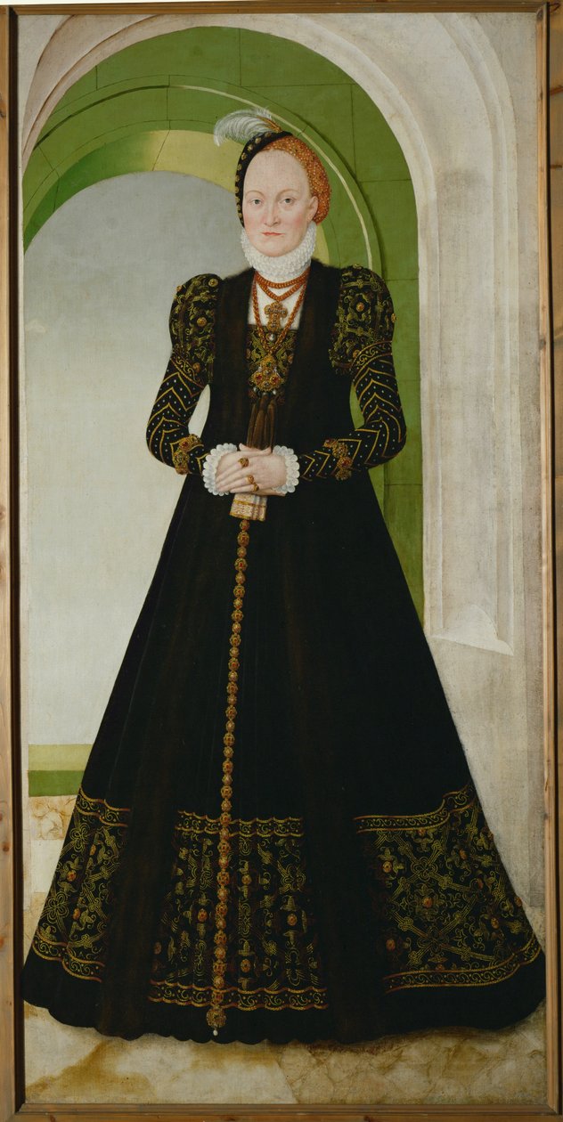 Anna van Denemarken (olieverf op doek) door Lucas the Younger Cranach