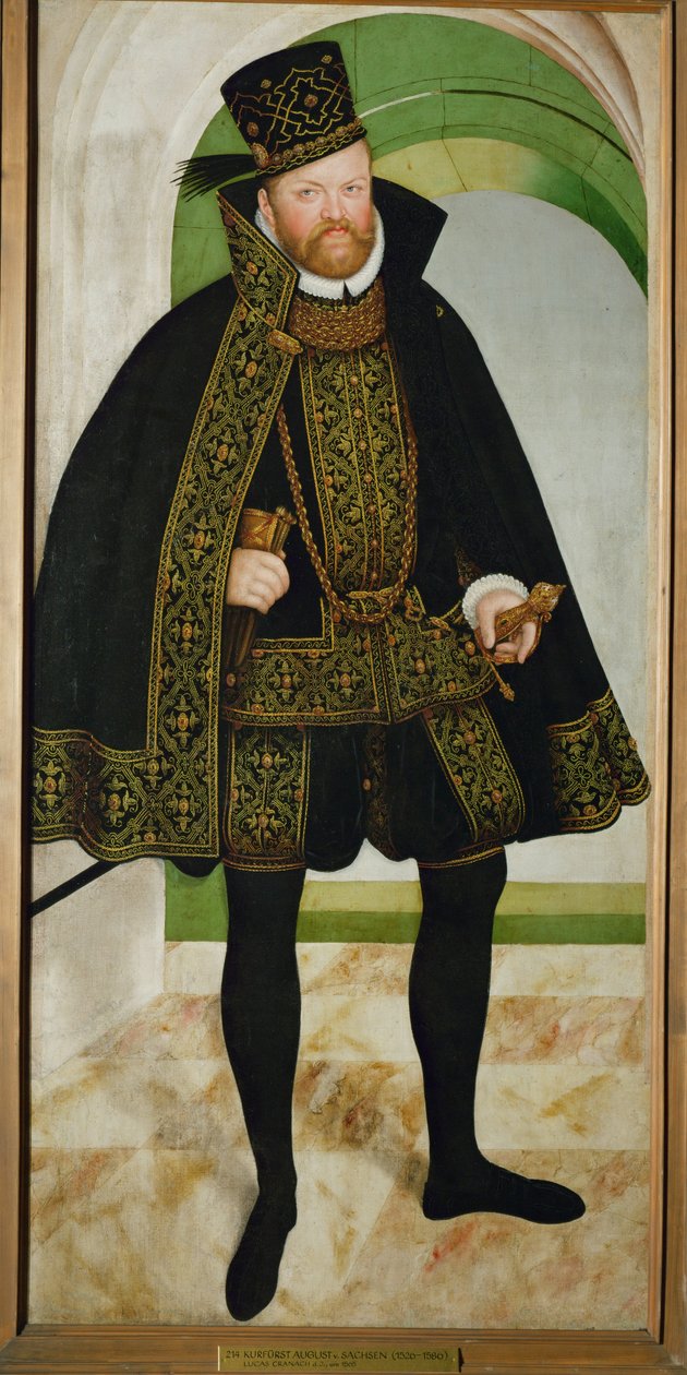 Augustus van Saksen (olieverf op doek) door Lucas the Younger Cranach
