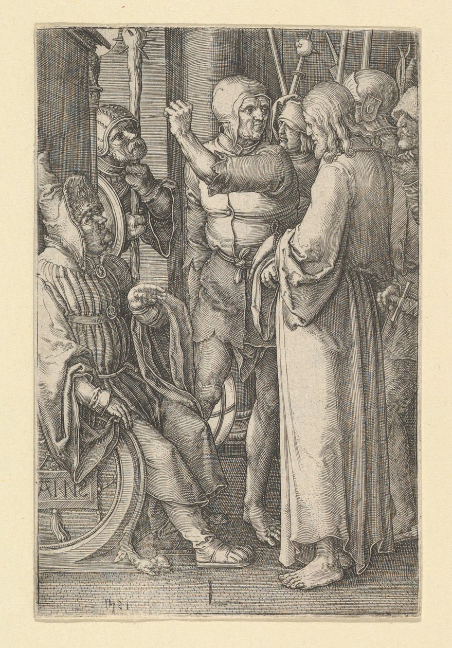 Christus voor Annas, 1521 door Lucas van Leyden