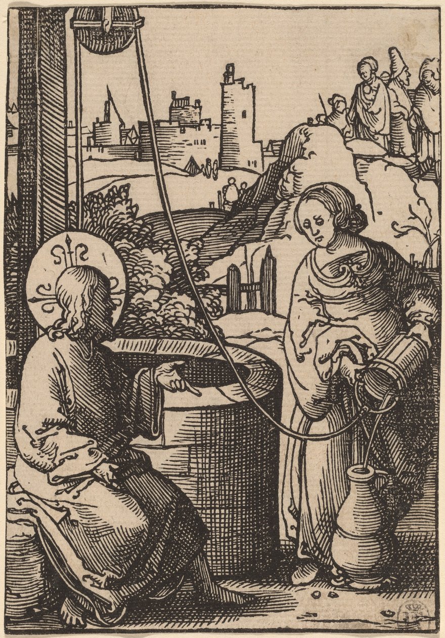 Christus en de vrouw van Samaria door Lucas van Leyden
