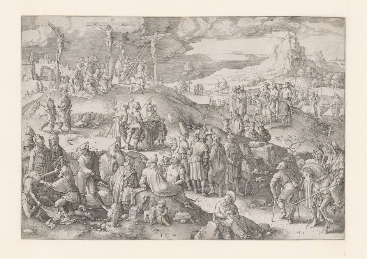 De berg van calvarie door Lucas van Leyden