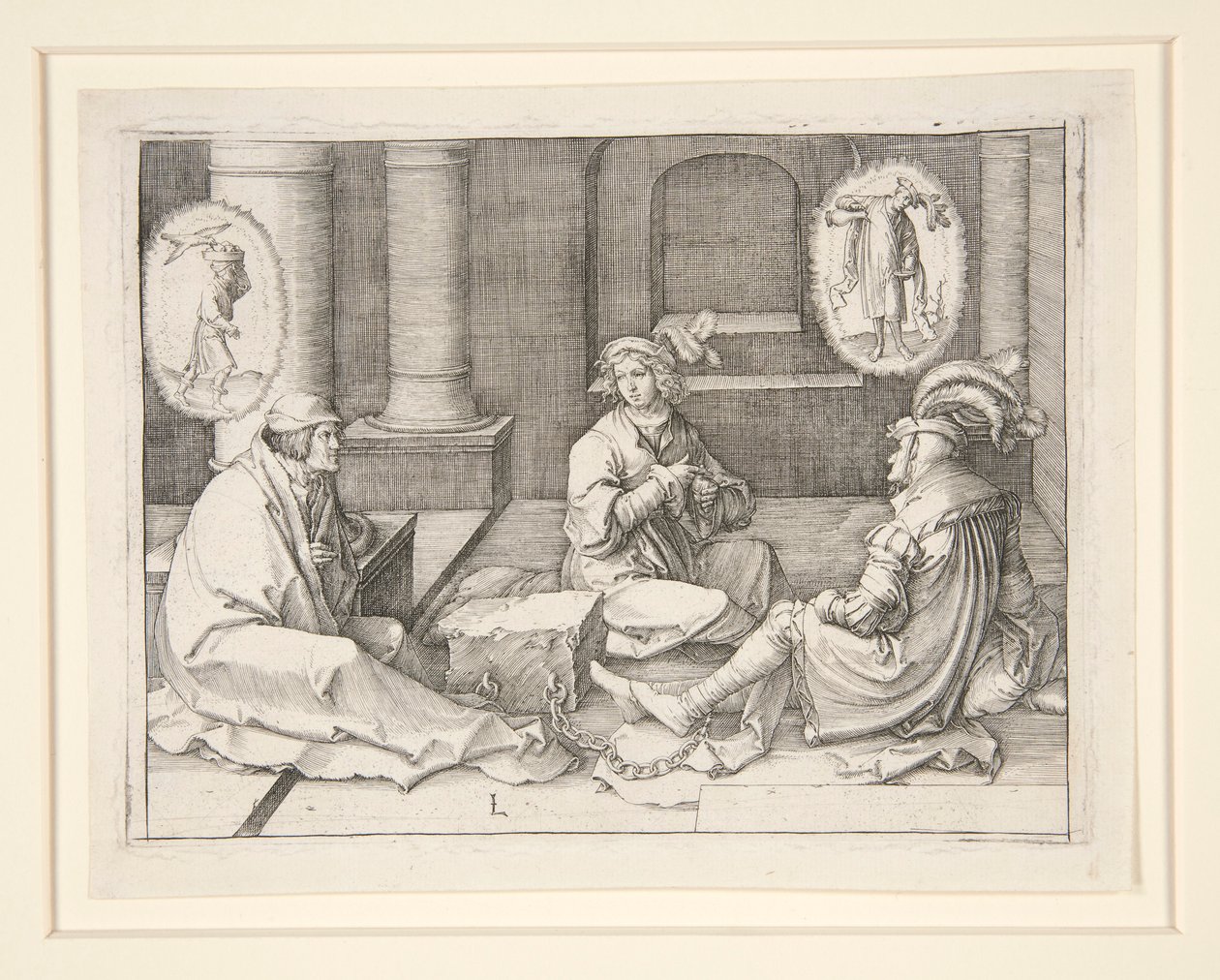 Jozef die de Dromen in de Gevangenis Uitlegt (Gen. 40:5-19) door Lucas van Leyden