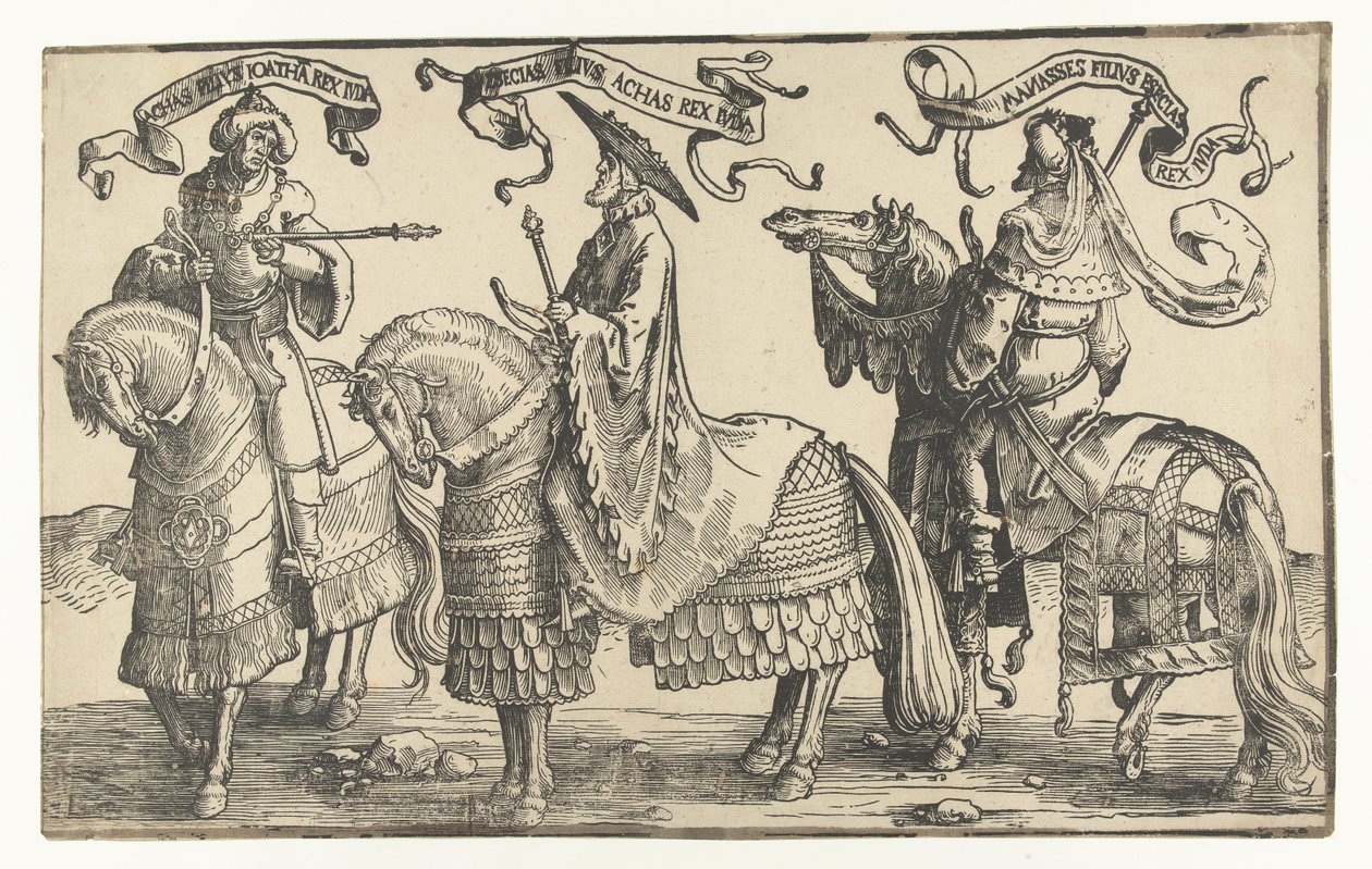 Koningen Achaz, Hizkia en Manasse door Lucas van Leyden