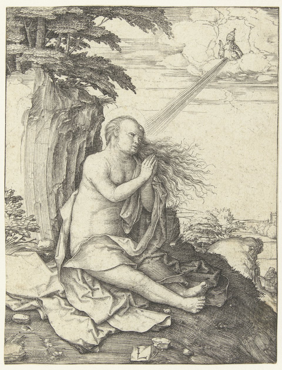 Maria Magdalena in de woestijn door Lucas van Leyden