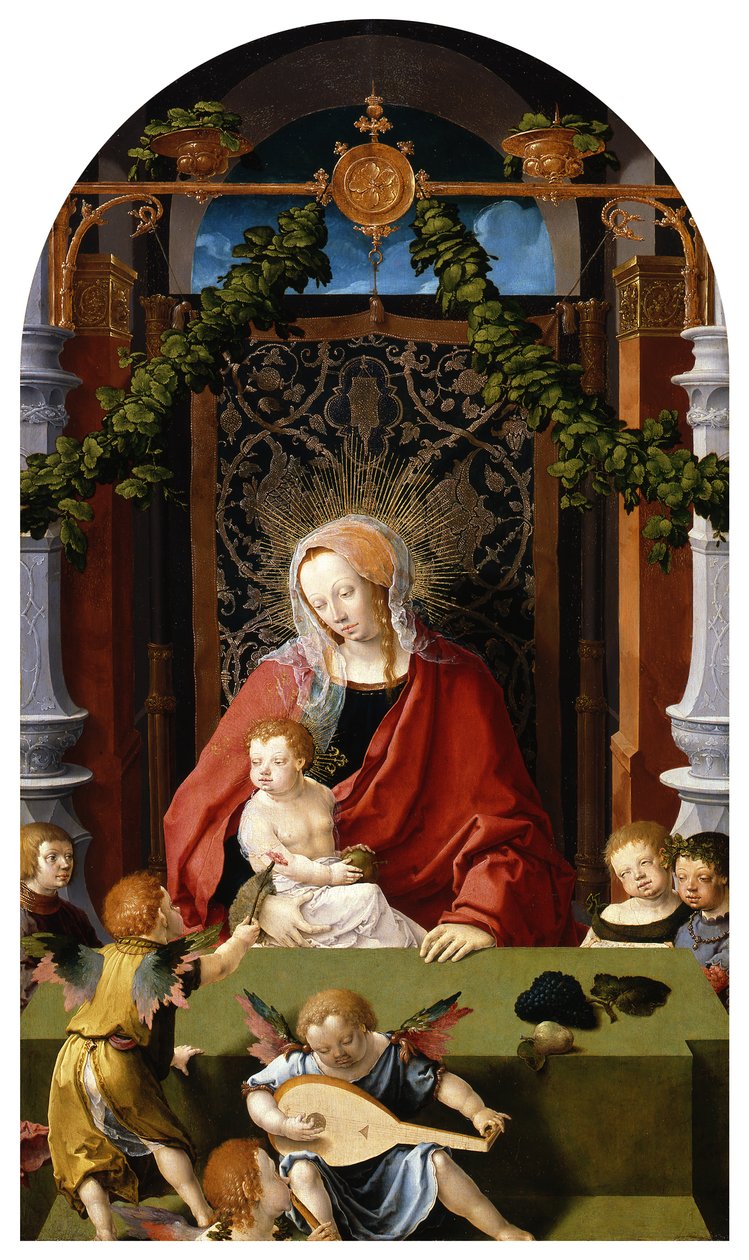 Maria met het Kind en engelen door Lucas van Leyden