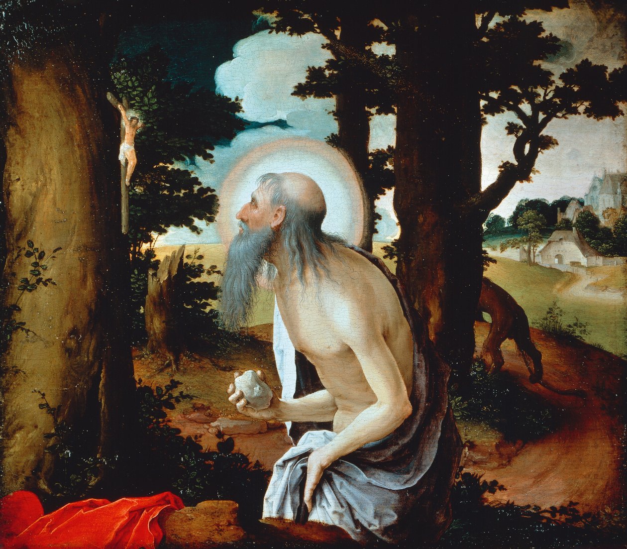 Boetvaardige Sint Hiëronymus door Lucas van Leyden