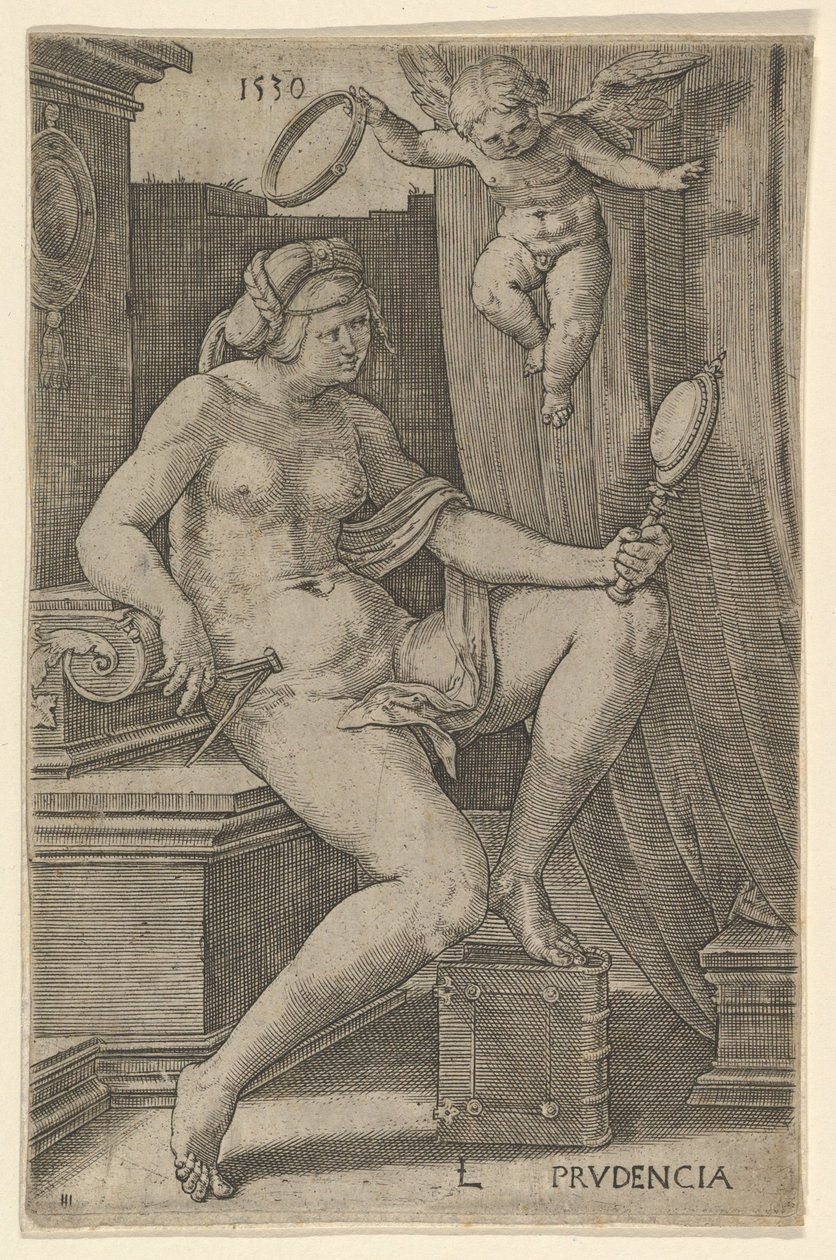Voorzichtigheid, uit de serie De Zeven Deugden, 1530 door Lucas van Leyden