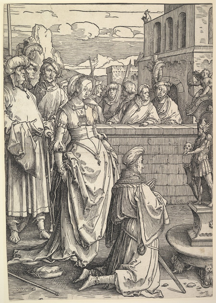 Salomo die een Afgod Aanbidt, ca. 1514 door Lucas van Leyden