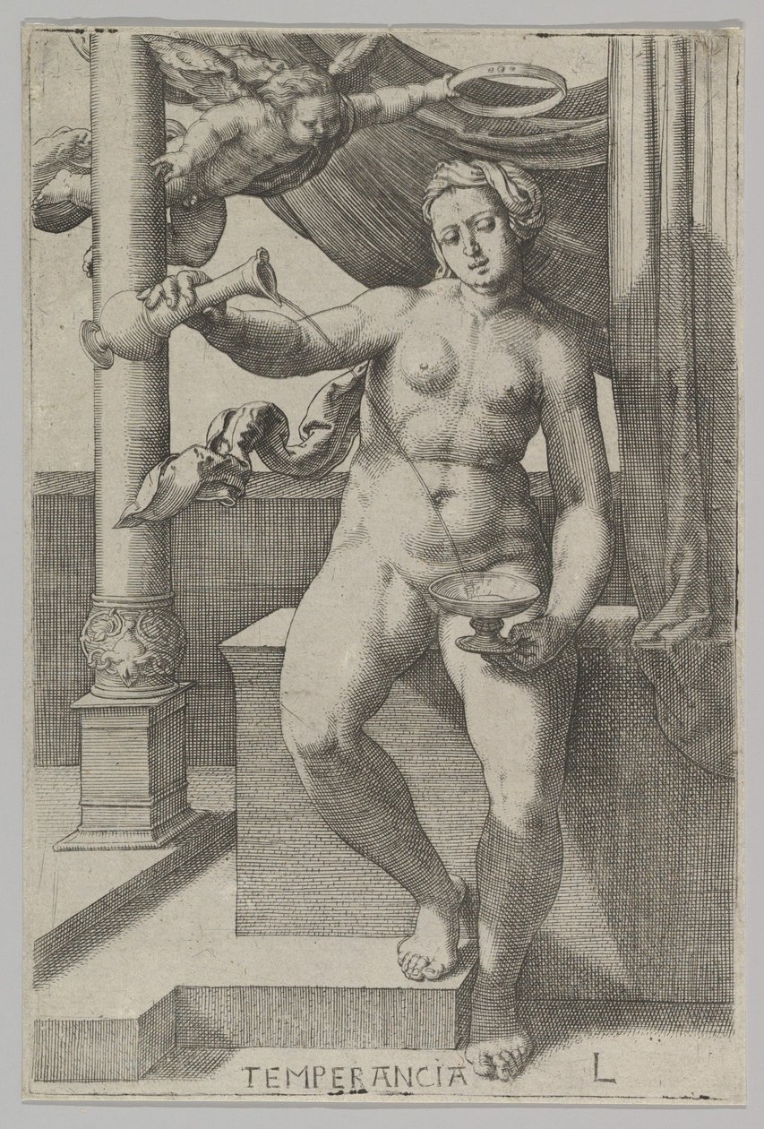 Matigheid, uit de serie Deugden door Lucas van Leyden