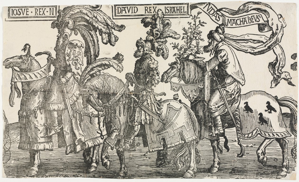De negen helden: Jozua, David, Judas Makkabeüs, 1515-1517 door Lucas van Leyden