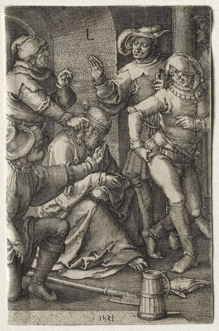 De passie: De bespotting van Christus, 1521 door Lucas van Leyden