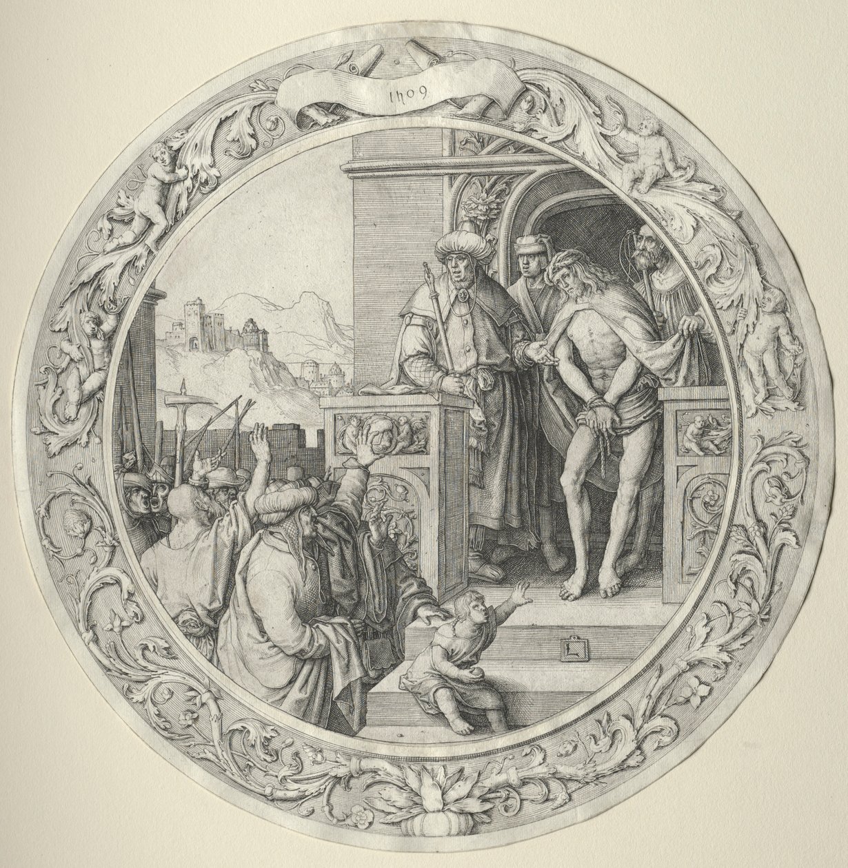 De Ronde Passie: Christus Gepresenteerd aan het Volk, 1509 door Lucas van Leyden