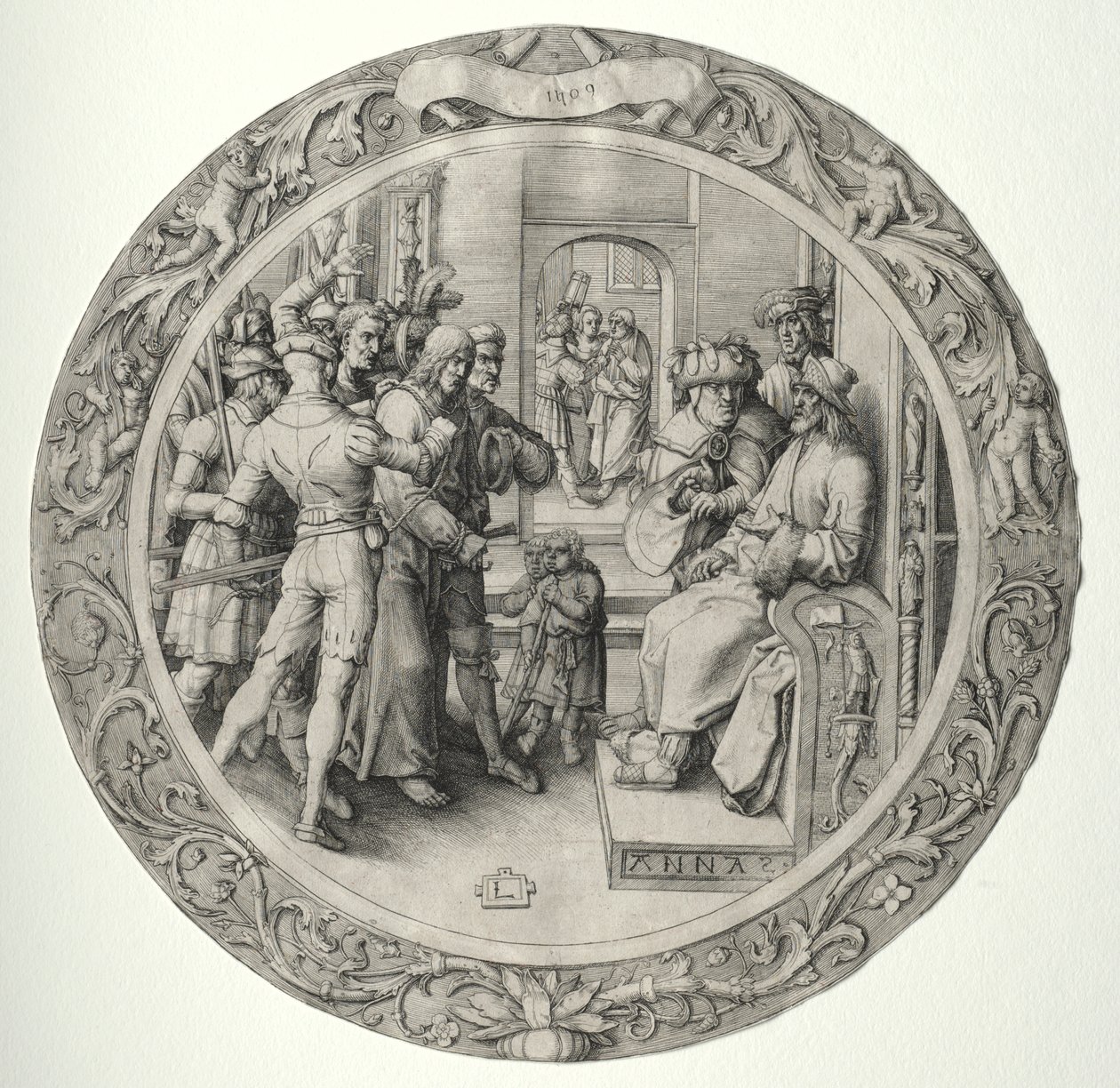 De Ronde Passie: Christus voor de Hogepriester door Lucas van Leyden
