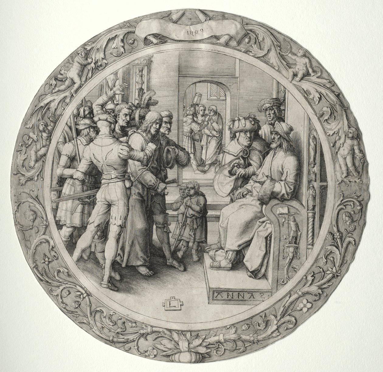 De Ronde Passie: Christus voor de Hogepriester door Lucas van Leyden