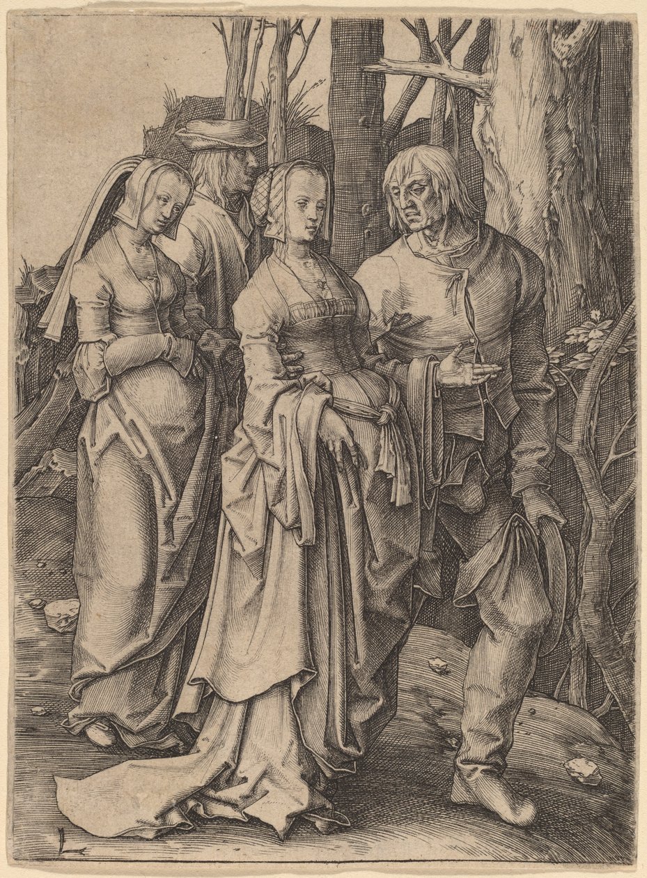 De Twee Stellen in het Bos door Lucas van Leyden