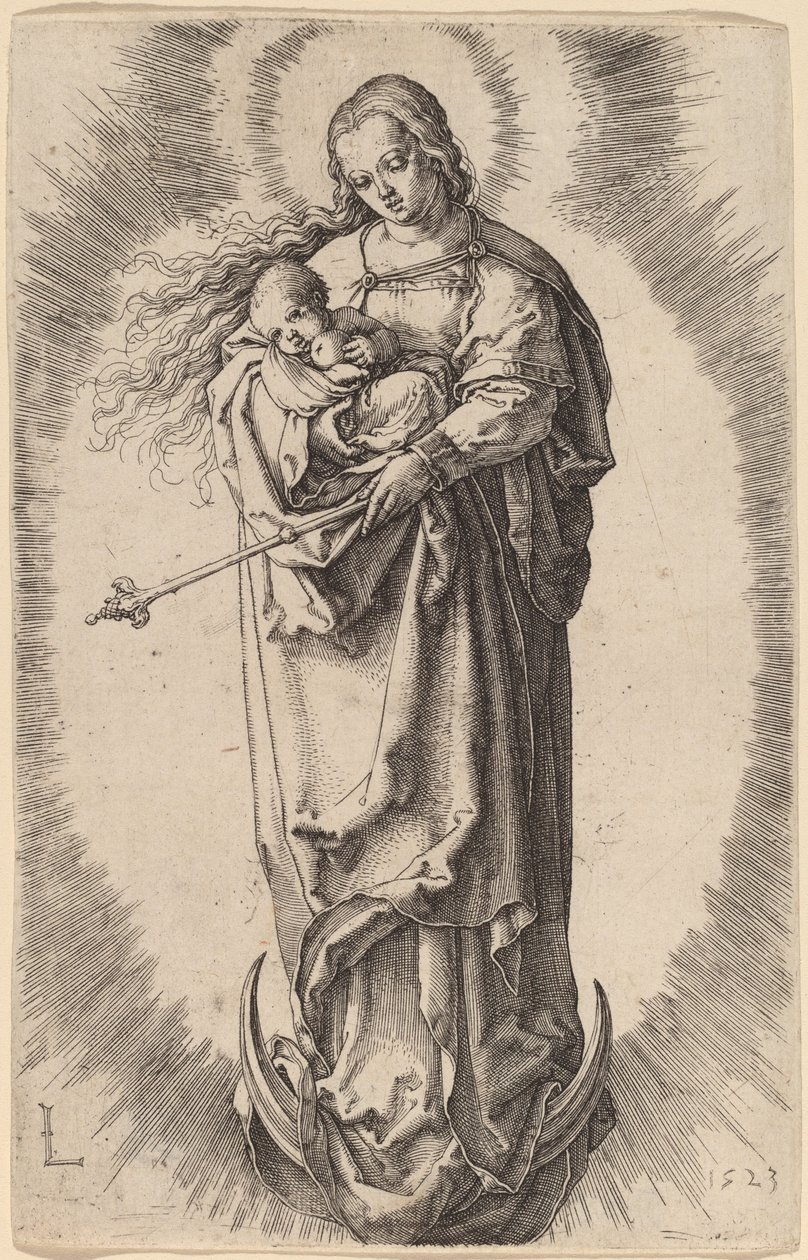 De Maagd en het Kind op de halve maan door Lucas van Leyden