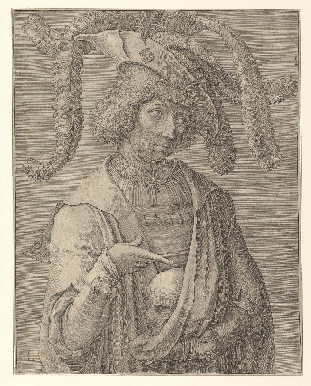 Jonge man met een schedel door Lucas van Leyden