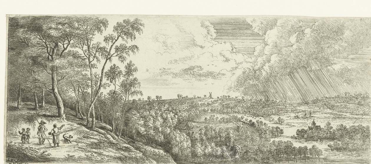 Landschap met een regenbui door Lucas van Uden