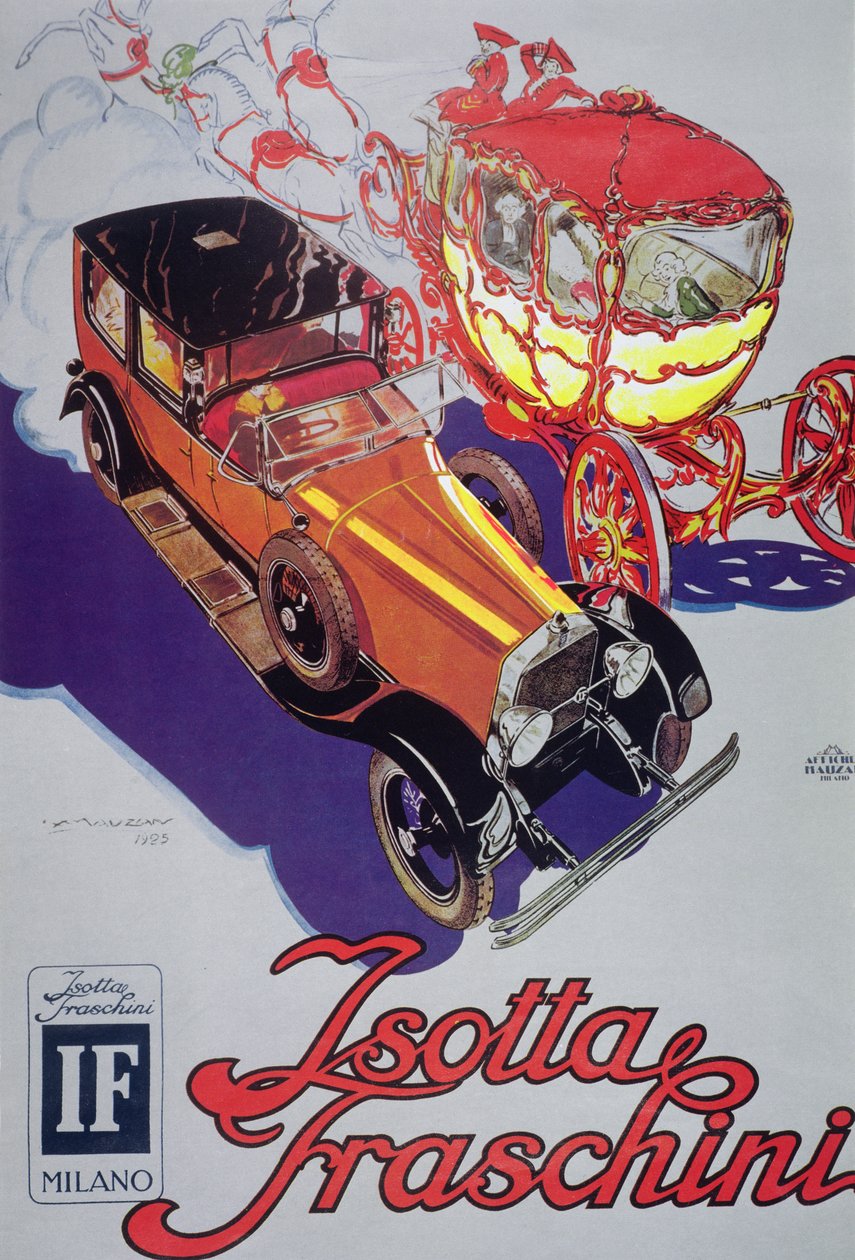 Poster reclame voor Isotta Faschini auto