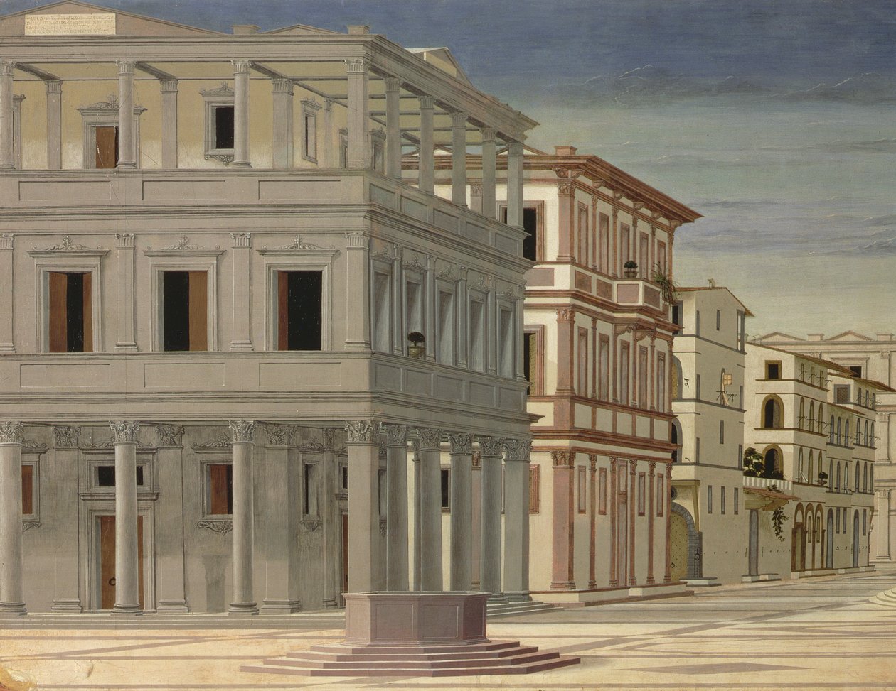 Zicht op een ideale stad, of De Stad van God (detail) door Luciano Laurana