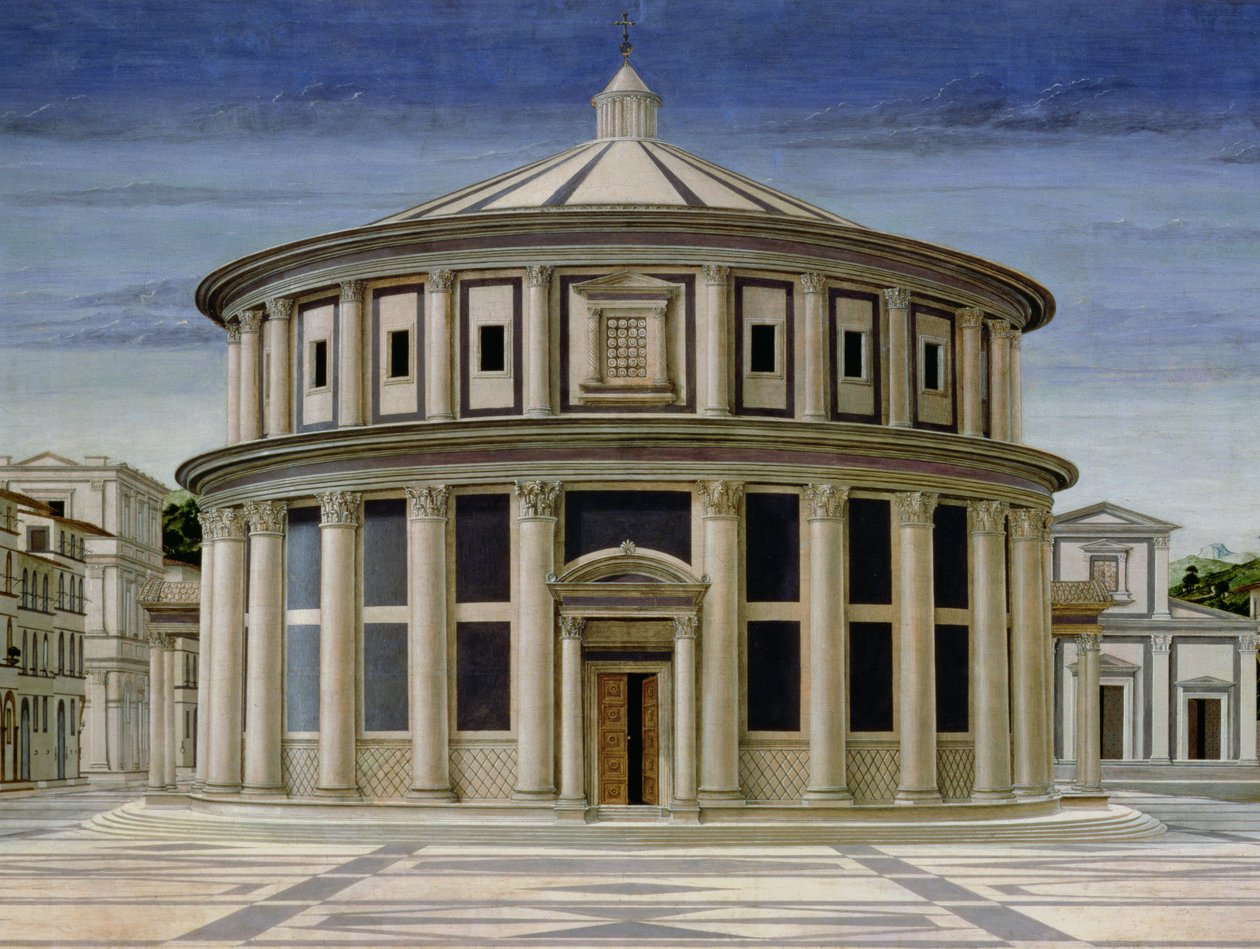 Zicht op een ideale stad, of De Stad van God (detail) door Luciano Laurana