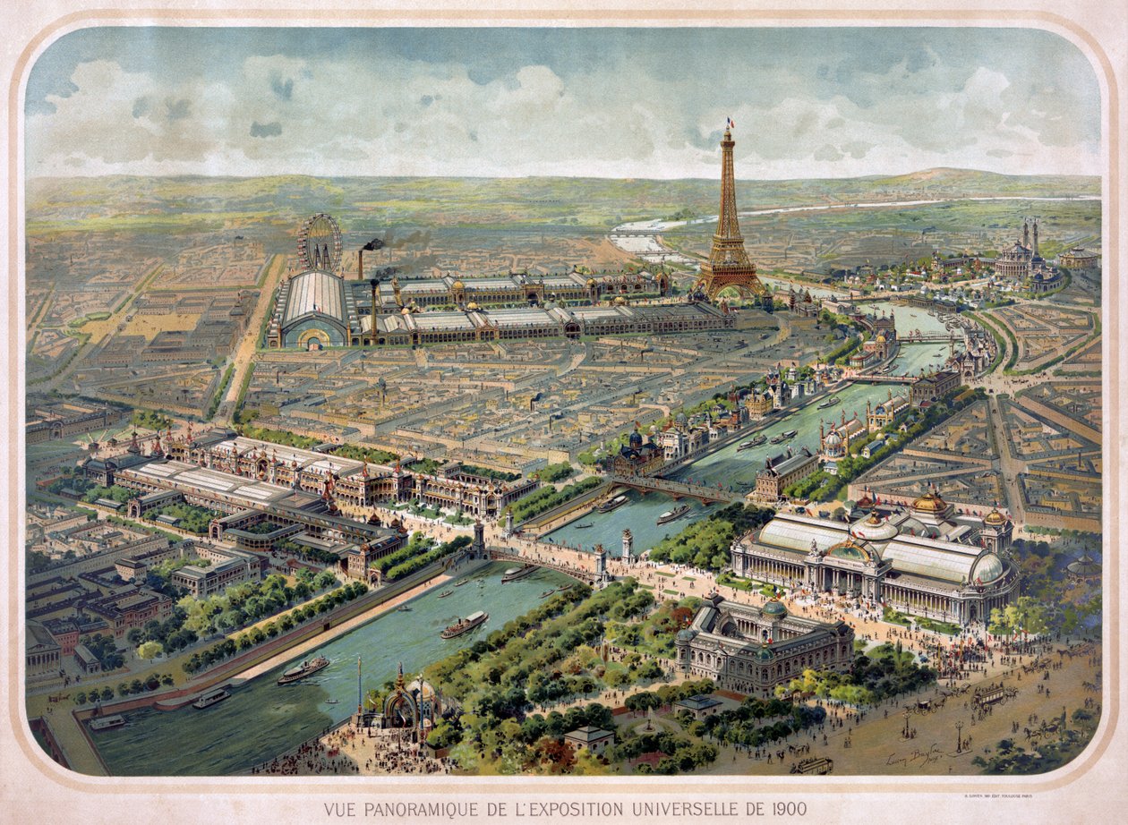 Panoramisch uitzicht op de wereldtentoonstelling van 1900. door Lucien Baylac