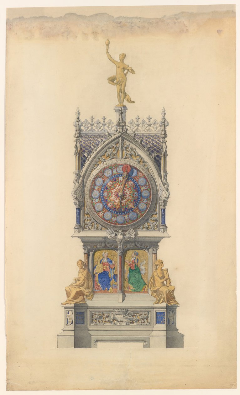 Ontwerp voor geëmailleerde klok, ca. 1882 door Lucien Falize