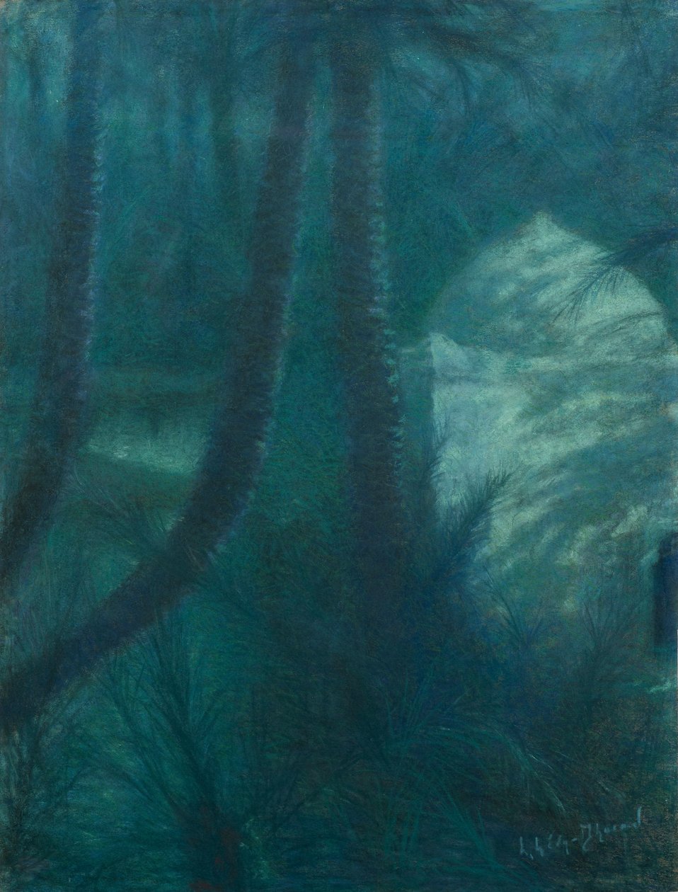 La Palmeraie, Marrakech, in Maanlicht door Lucien Levy Dhurmer