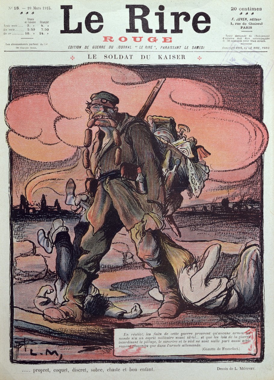 Karikatuur van een Duitse soldaat, van de voorpagina van 