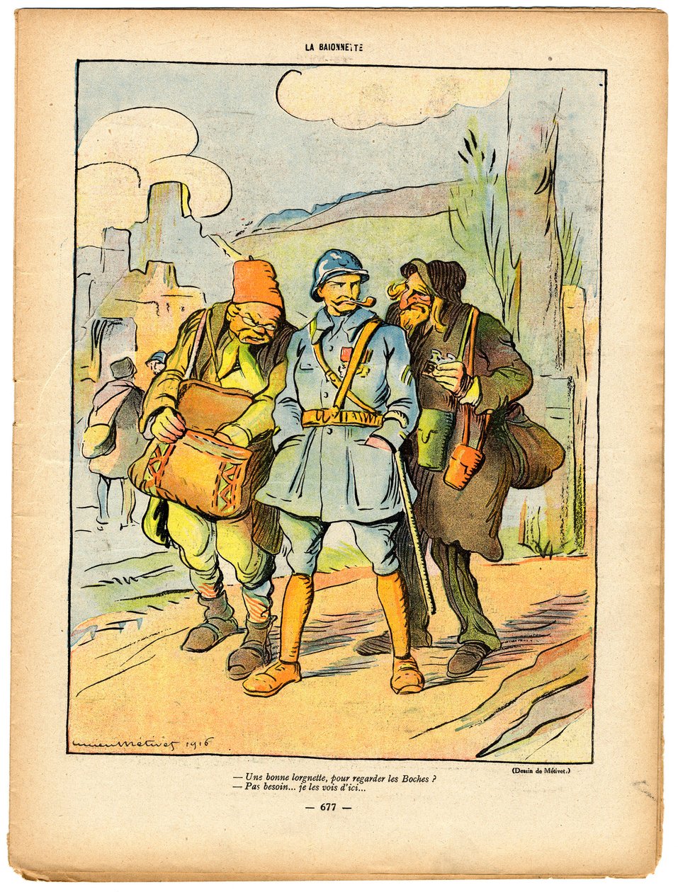 La Baionnette, Satirisch in kleuren door Lucien Metivet
