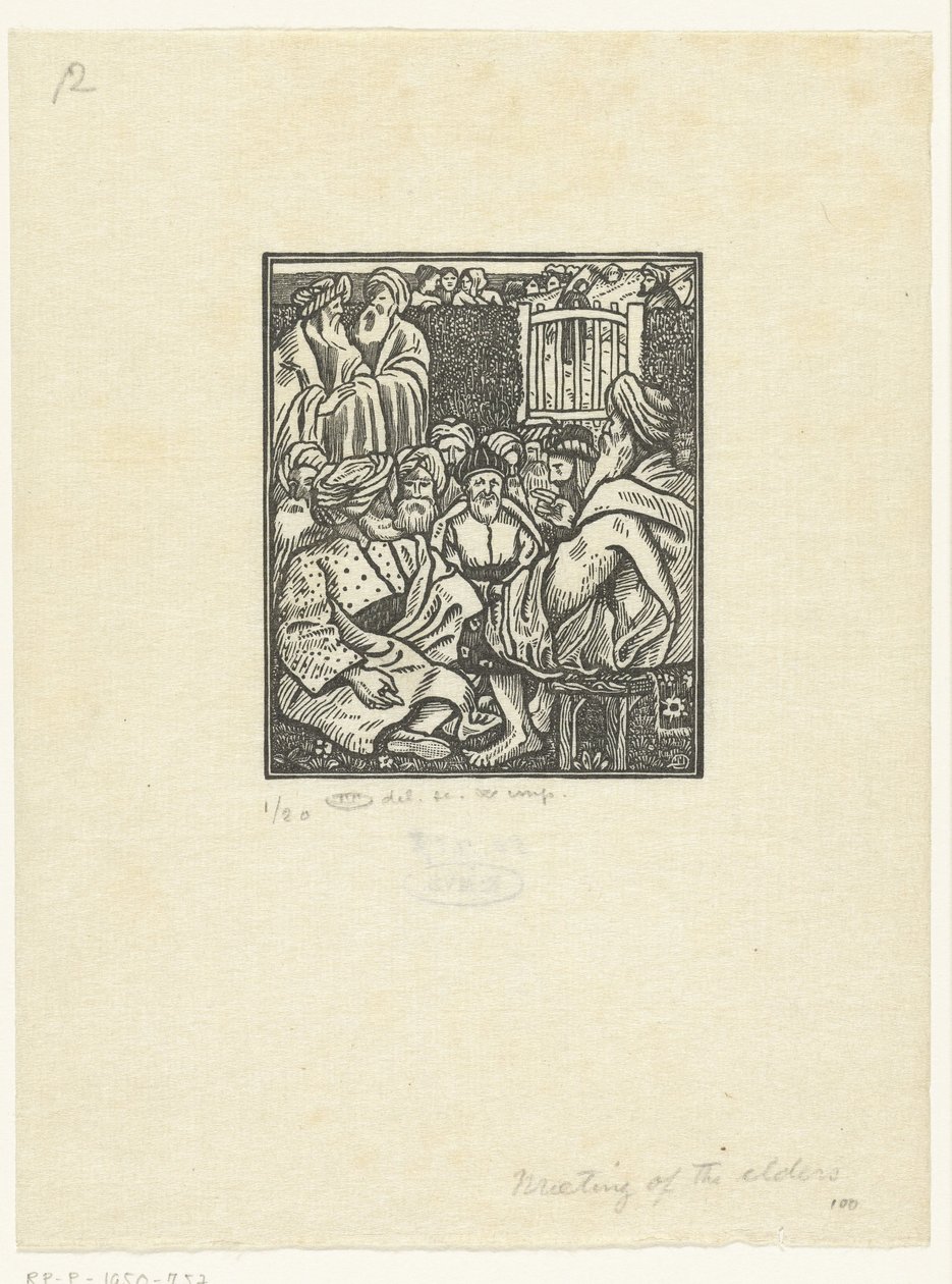 Bijeenkomst van Boaz met de tien ouderlingen door Lucien Pissarro