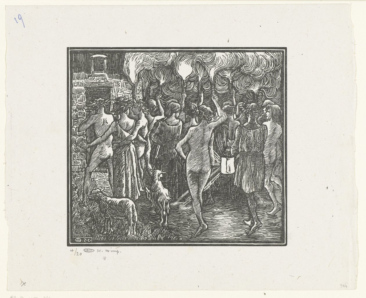 De fakkeloptocht door Lucien Pissarro
