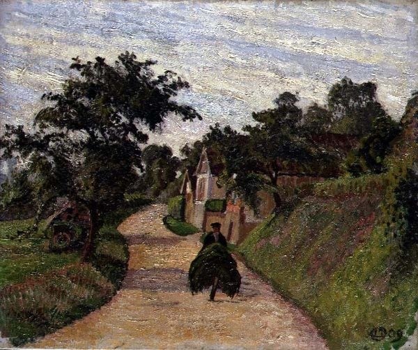 Eragny, de weg van Gisars naar Bazincourt door Lucien Pissarro