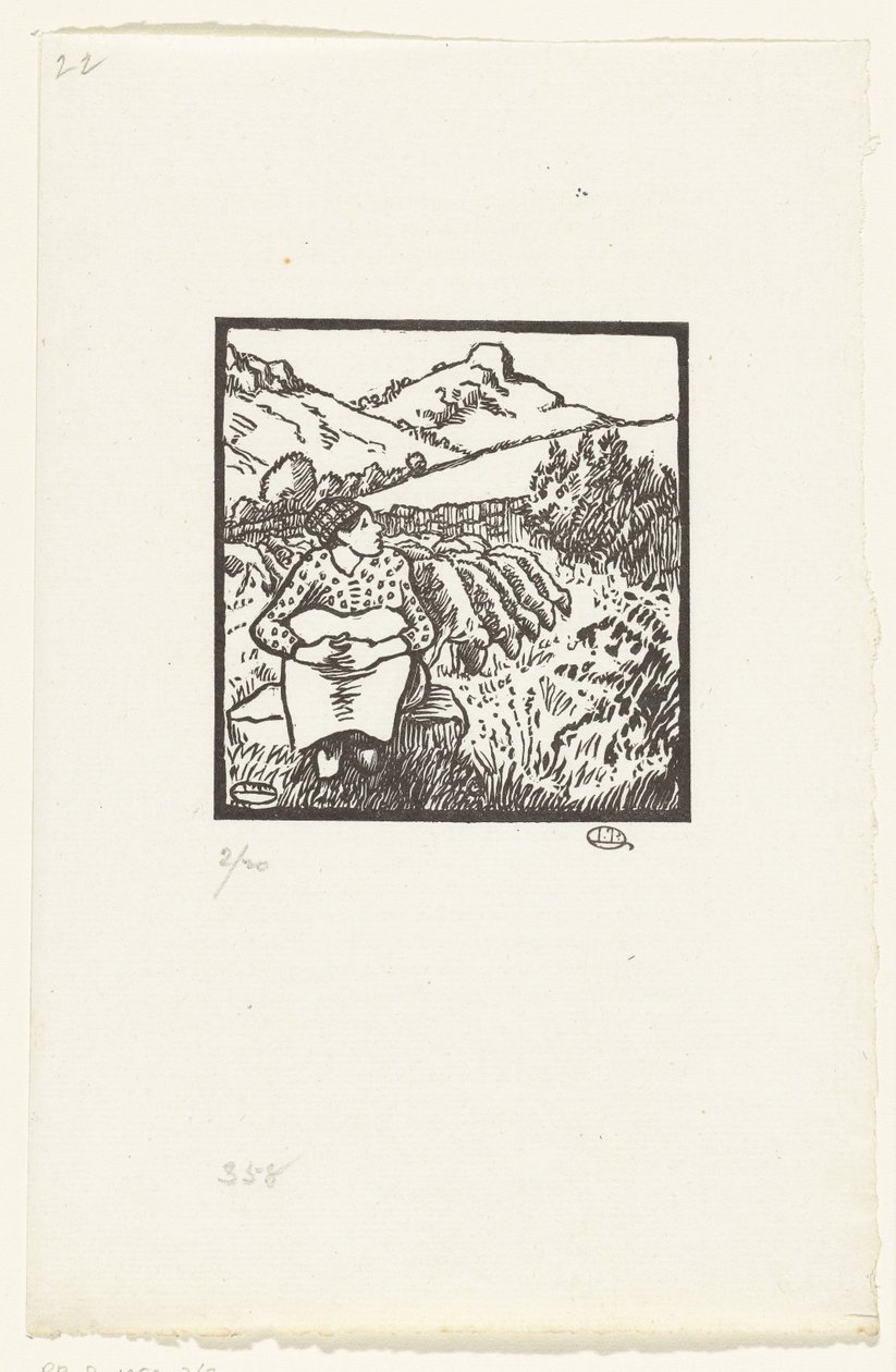 Herderin door Lucien Pissarro