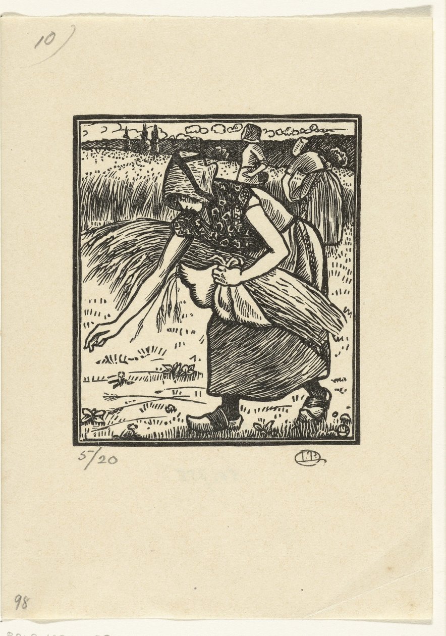 Ruth verzamelt aren door Lucien Pissarro
