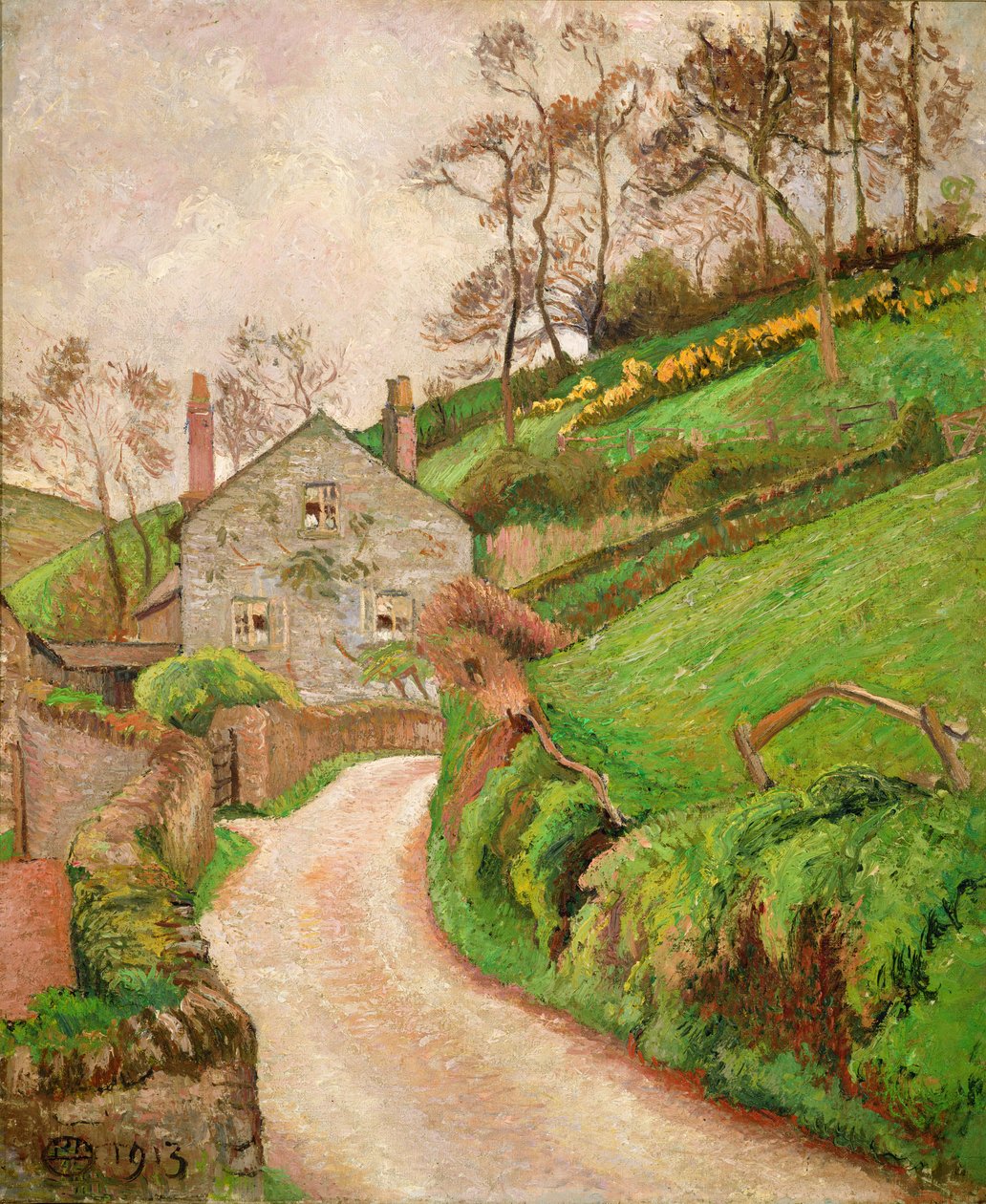 Het huis van de jachtopziener of het huisje van de tuinman door Lucien Pissarro
