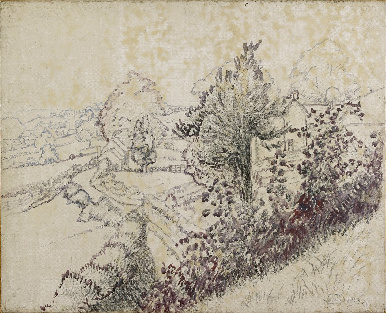 Zicht op Leintwardine, 1932 door Lucien Pissarro